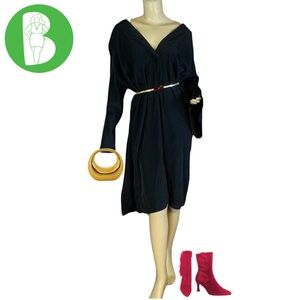 GB X AMANDA UPRICHARD BLACK SHIFT SHIRT DRESS W/BELL SLEEVES (4X)